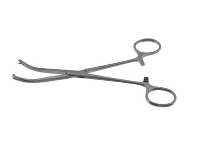 Sesamoidectomy clamp forceps, 6 1/2'',slightly curved jaws, ring handle