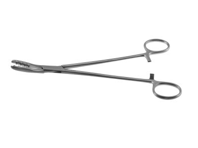 Walton cartilage clamp forceps, 8'',curved, toothed jaws, ring handle
