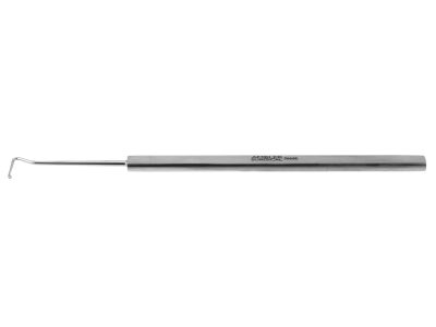 Helveston muscle hook, 5 1/8'',delicate, 10.0mm blunt spatulated tip, flat handle