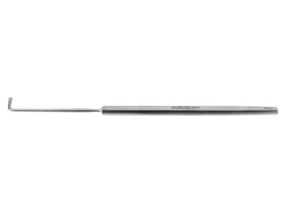 Gass retinal detachment hook, 5 5/8'',flattened 13.0mm Graefe-type hook end with 1.5mm oval hole, flat handle