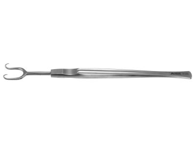 Cottle-Joseph skin hook, 5 3/8'',2 sharp prongs, 12.0mm spread, flat handle