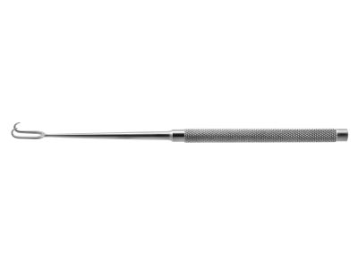 Joseph skin hook, 6 1/4'',2 sharp prongs, 7.0mm spread, round handle