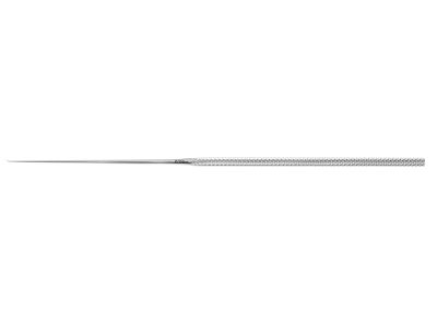 Shea foot plate hook, 6 1/4'',straight fine shaft, angled 90º, 1.0mm long tip, round handle