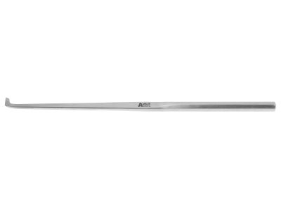 Shea stapes hook, 6 1/4'',straight shaft, angled 90º, fine, 0.5mm tip, round handle
