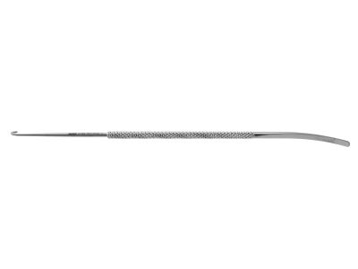 Loeprecht phlebectomy hook/spatula, 6'',double-ended, size #3, 3.0mm wide spatula, large hook, round handle