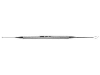 Morrison lens loop and probe, 5 1/2'',double-ended, curved, smooth loop, straight, ball tip probe, round handle