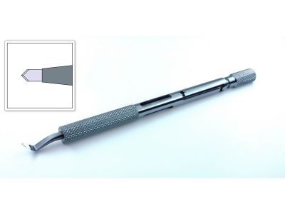 D&K Keratome diamond knife, angled, 2.40mm wide, 45º spear blade, dull sides, j-slot titanium handle