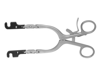Caspar retractor, 8'',double-hinged, side loading, for longitudinal retraction, ring handle with ratchet catch