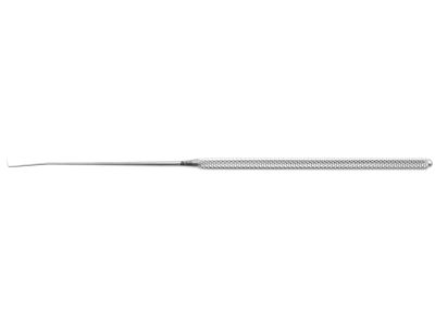 Austin attic dissector, 6 1/4'',straight shaft, angled 90º, 0.5mm wide flattened blade, 16.0mm from bend to tip, round handle