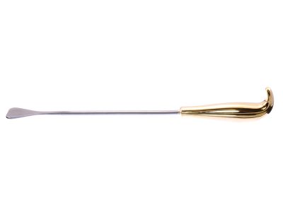 Tebbetts-style breast dissector, 13'',spatulated tip, working length 220mm, gold grip handle