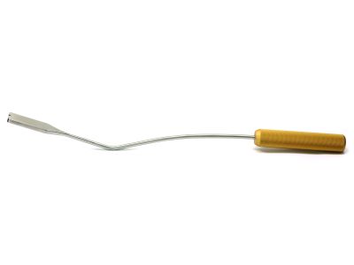Weislander breast dissector, 17 3/4'',2.5cm x 5.5cm blade, blunt edge with  inV''indent, gold grip handle