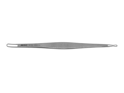 Schaumberg comedone extractor, 3 3/4'',double-ended, crimped extra fine loop, flat handle
