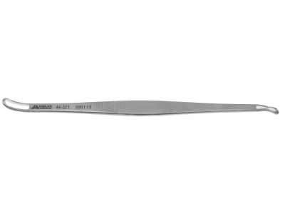 Schaumberg comedone extractor, 3 3/4'',double-ended, crimped small loop, flat handle
