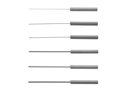 Cooley coronary dilator set, 5'',includes 6 sizes - 0.5mm, 1.0mm, 1.5mm, 2.0mm, 2.5mm and 3.0mm, aluminum round handle (44-341, 44-342, 44-343, 44-344, 44-345 and 44-346)
