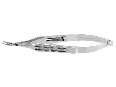 Castroviejo needle holder, 5 1/8'',delicate, curved, 9.0mm jaws, wide flat handle, with lock