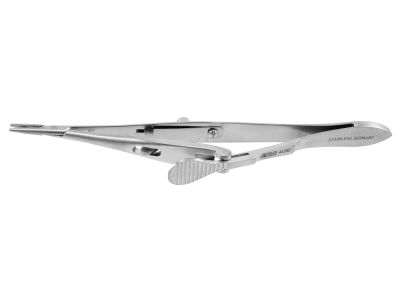 Kalt needle holder, 5 5/8'',medium, straight, 10.0mm finely serrated jaws, flat handle, with lock