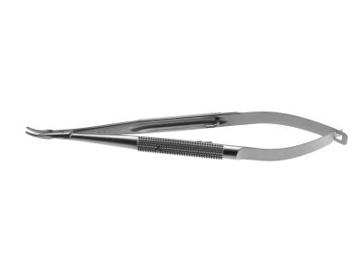 Barraquer needle holder, 5 3/8'',delicate, curved, tapered smooth jaws, round handle, with lock