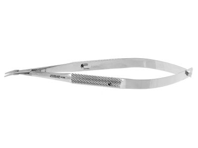 Barraquer needle holder, 5 1/4'',delicate, curved, tapered 9.0mm smooth jaws, round handle, with lock