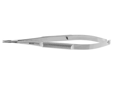 Barraquer needle holder, 5 1/4'',delicate, straight, tapered 9.0mm smooth jaws, round handle, without lock