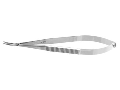 Castroviejo needle holder, 5 3/8'',medium, curved, 10.0mm smooth jaws, flat handle, without lock