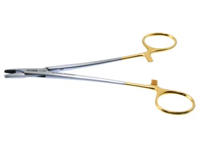 Carroll wire twister, 6", delicate, rounded, serrated TC jaws, gold ring handle