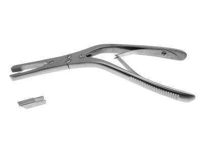 Wright-Rubin septum morselizer, 7 1/4'',double-action, angled shaft, with guard, spring handle