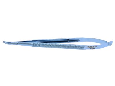 Barraquer needle holder, 5 3/8'',medium, curved, 9.0mm smooth jaws, round handle, without lock, titanium