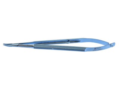 Barraquer needle holder, 5 3/8'',medium, curved, 9.0mm smooth jaws, round handle, with lock, titanium