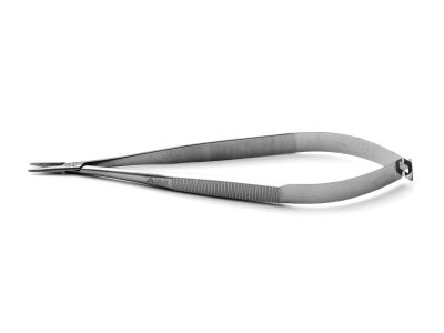 Castroviejo needle holder, 5 3/4'',delicate, straight, 10.0mm TC dusted jaws, flat handle, without lock