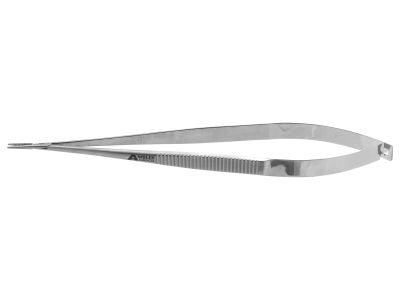 Castroviejo needle holder, 6 1/2'',delicate, straight, 10.0mm TC dusted jaws, flat handle, without lock