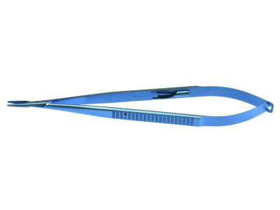 Castroviejo slim-line needle holder, 7'',delicate, straight, 11.0mm TC dusted jaws, flat handle, with lock, titanium