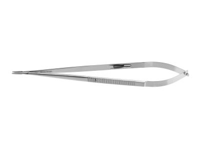 Castroviejo needle holder, 8 1/2'',straight, cross-serrated jaws, flat handle, with lock