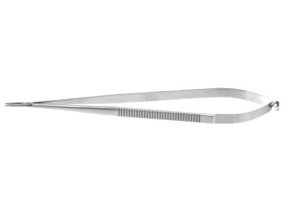 Castroviejo needle holder, 8 1/2'',straight, TC dusted jaws, flat handle, without lock