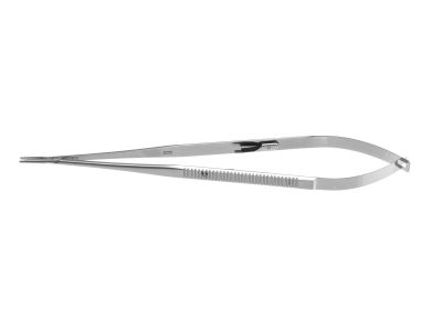 Castroviejo needle holder, 8 1/2'',delicate, straight, smooth jaws, flat handle, with lock