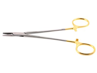 Crile-Wood needle holder, 6'',straight, smooth TC jaws, gold ring handle