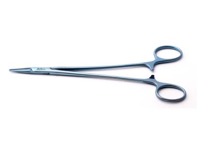 DeBakey needle holder, 7 1/4'',delicate, straight, tapered TC dusted jaws, ring handle, titanium