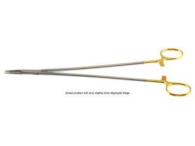 DeBakey vascular needle holder, 12'',straight, serrated TC jaws, gold ring handle