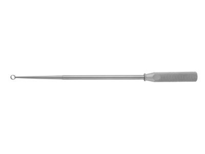 Cone ring curette, 15'', straight, size #1, sharp/sharp, 3.0mm ring, round aluminum handle