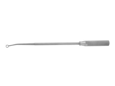 Cone ring curette, 15'', angled, size #1, sharp/sharp, 3.0mm ring, round aluminum handle