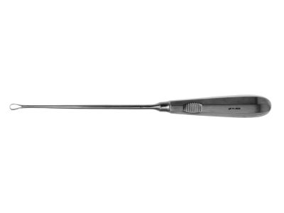 Ring curette, 10'', straight, size #0, sharp/blunt, 6.0mm oval fenestrated cup, hollow handle
