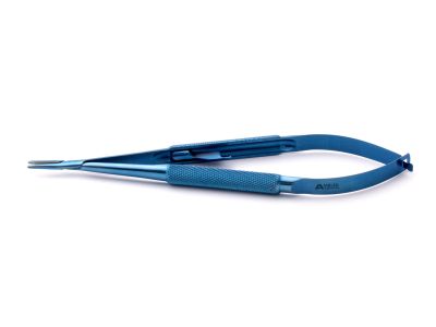 Jacobson needle holder, 6'',delicate, straight, 12.0mm TC dusted jaws, round handle, with lock, titanium