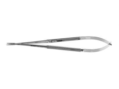Jacobson slim-line needle holder, 8 1/4'',delicate, straight, TC dusted jaws, round handle, with lock
