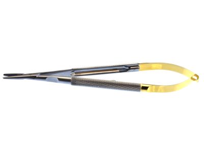Jacobson needle holder, 7 1/2'',heavy, straight, serrated TC jaws, round handle, with lock