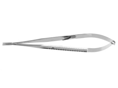 Jacobson needle holder, 8'',straight, TC dusted jaws, flat handle, with lock