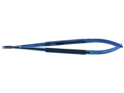 Jacobson slim-line needle holder, 7'',delicate, straight, 12.0mm TC dusted jaws, round handle, with lock, titanium