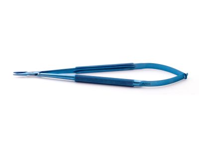 Jacobson slim-line needle holder, 7'',delicate, straight, 12.0mm TC dusted jaws, round handle, without lock, titanium