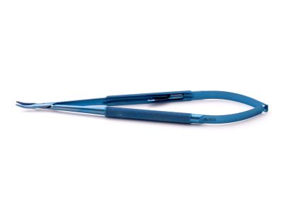 Jacobson slim-line needle holder, 7'',delicate, curved, 12.0mm TC dusted jaws, round handle, with lock, titanium