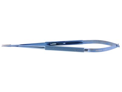 Jacobson slim-line needle holder, 8 1/4'',delicate, straight, TC dusted jaws, round handle, with lock, titanium