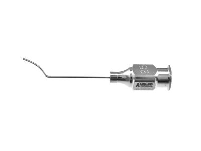 Carter LASIK cannula, 25 gauge, vaulted, 10.0mm from bend to tip, flattened tip, end opening, 22.0mm overall length excluding hub