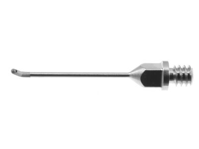 Akahoshi MICS capsule polisher I/A tip, 22 gauge, bent, 0.7mm sandblasted tip, 0.2mm x 0.3mm oval port, screw-in